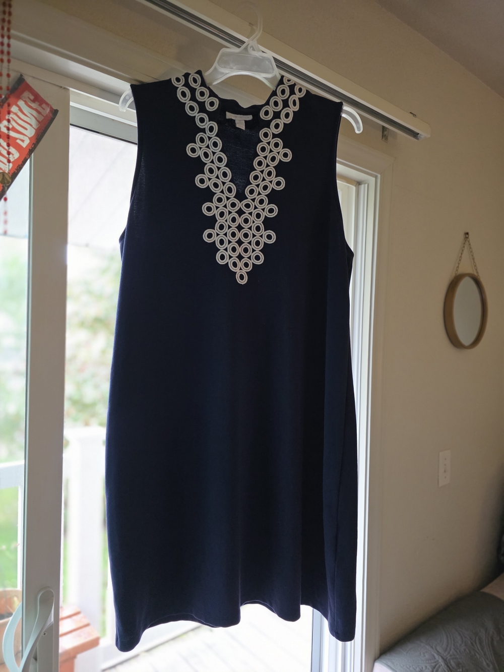 Charter Club Split-Neck Circle Appliqué Sleeveless Shift Dress